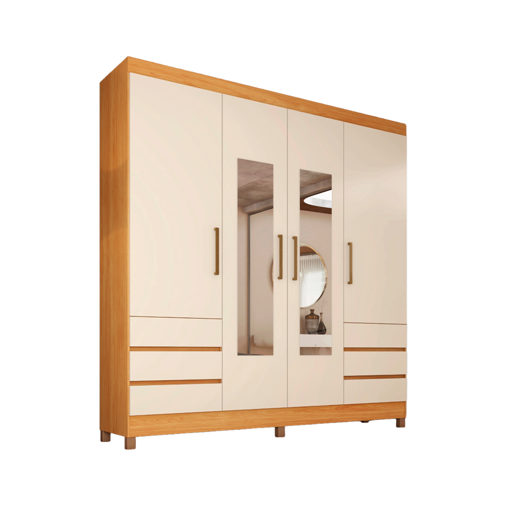 Roupeiro Casal 4 Portas Roma Cinamomo/Off White Demobile