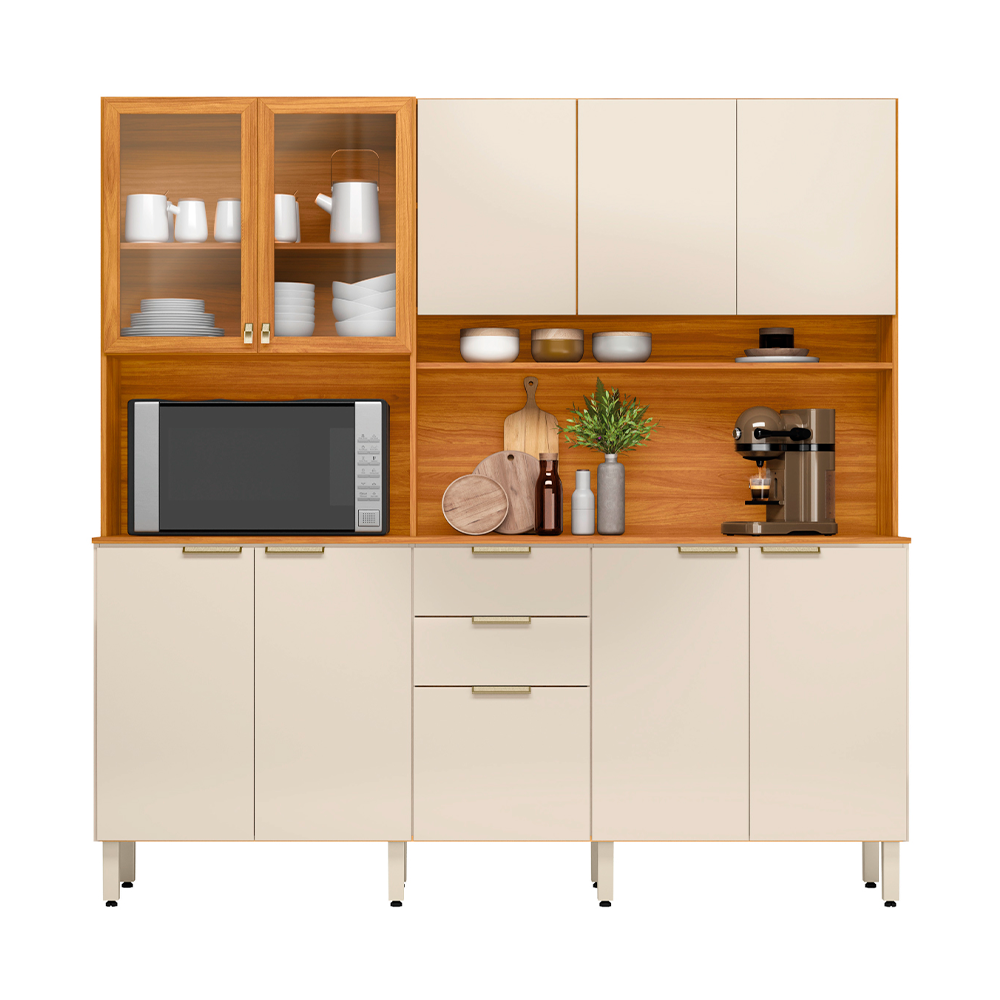 Cozinha Compacta 10 Portas 2 Gavetas Amora Cinamomo/Off White Demobile