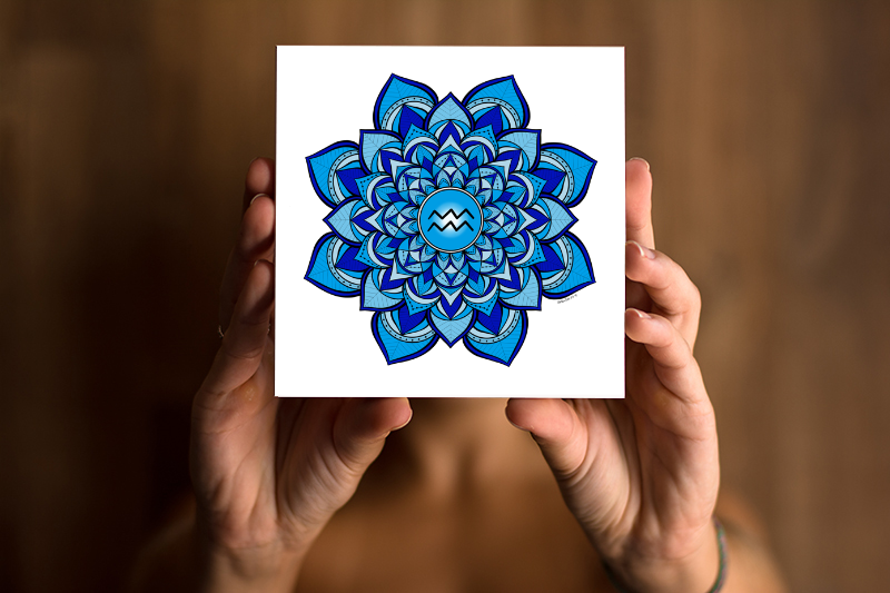Mandala Signo Aquário Impresso 