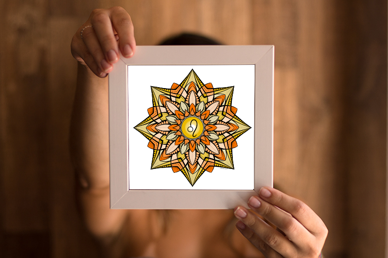 Mandala Signo de Leão em Quadro Impresso 
