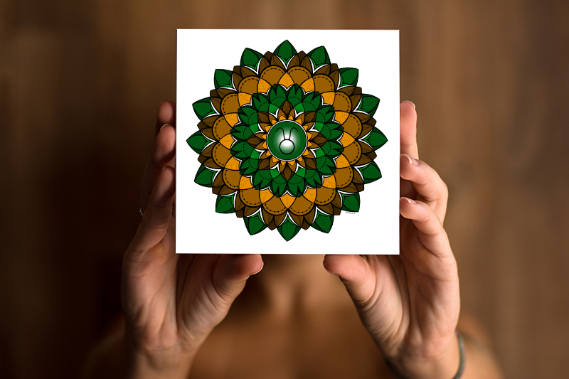 Mandala Signo Touro Impresso 