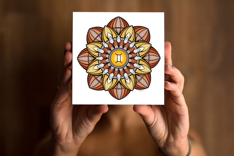 Mandala Signo Gêmeos Impresso 