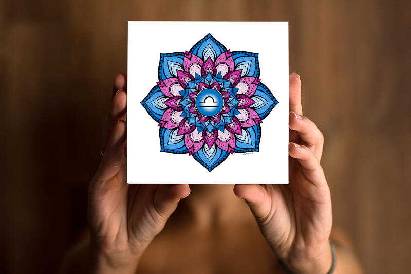 Mandala Signo Libra Impresso 