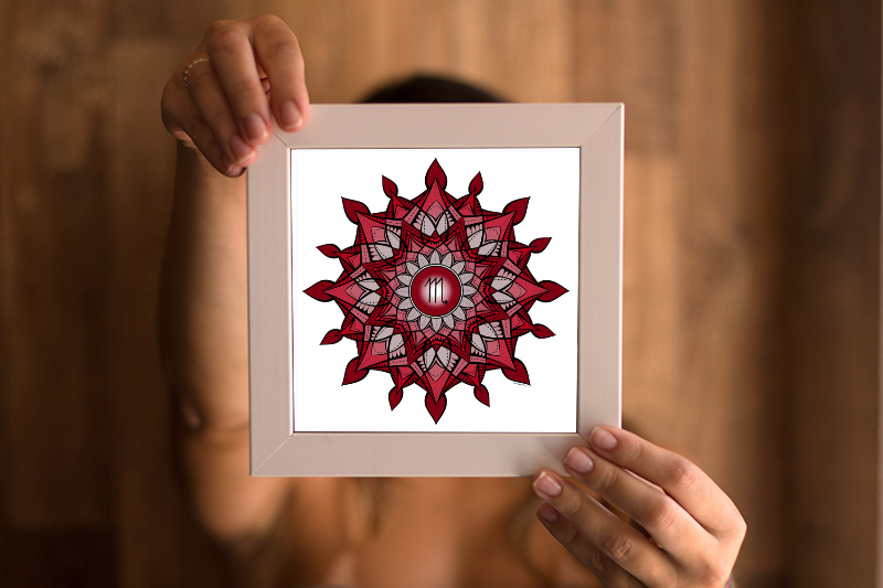 Mandala Signo de Escorpião em Quadro Impresso 