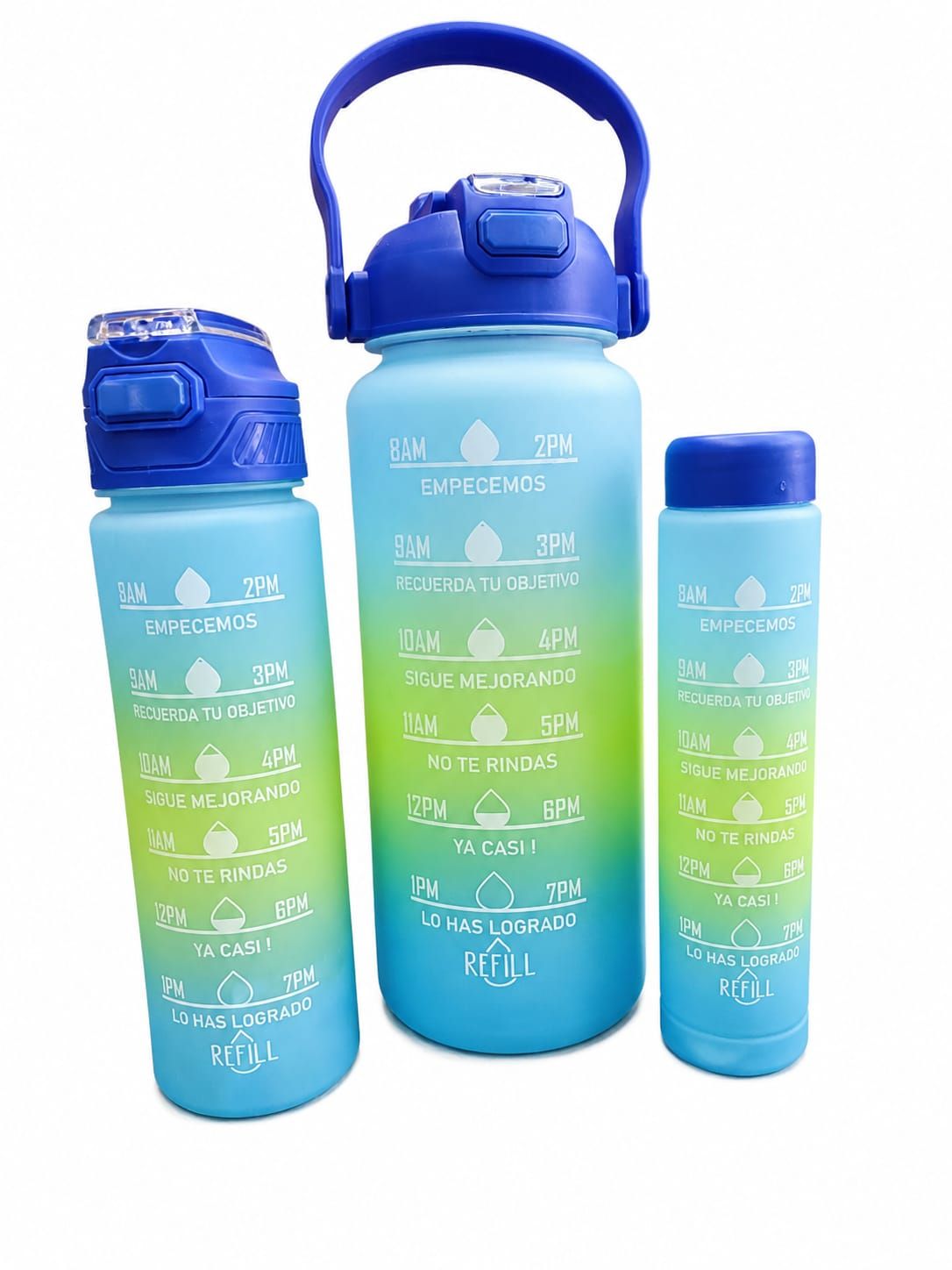 Kit 3 Garrafa De Água Squeeze Galão 2l Litros Motivacional Academia Colorida 