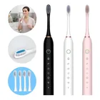 Escova De Dentes Elétrica Ultra-sônica Recarregável 4 Refil cor Preta