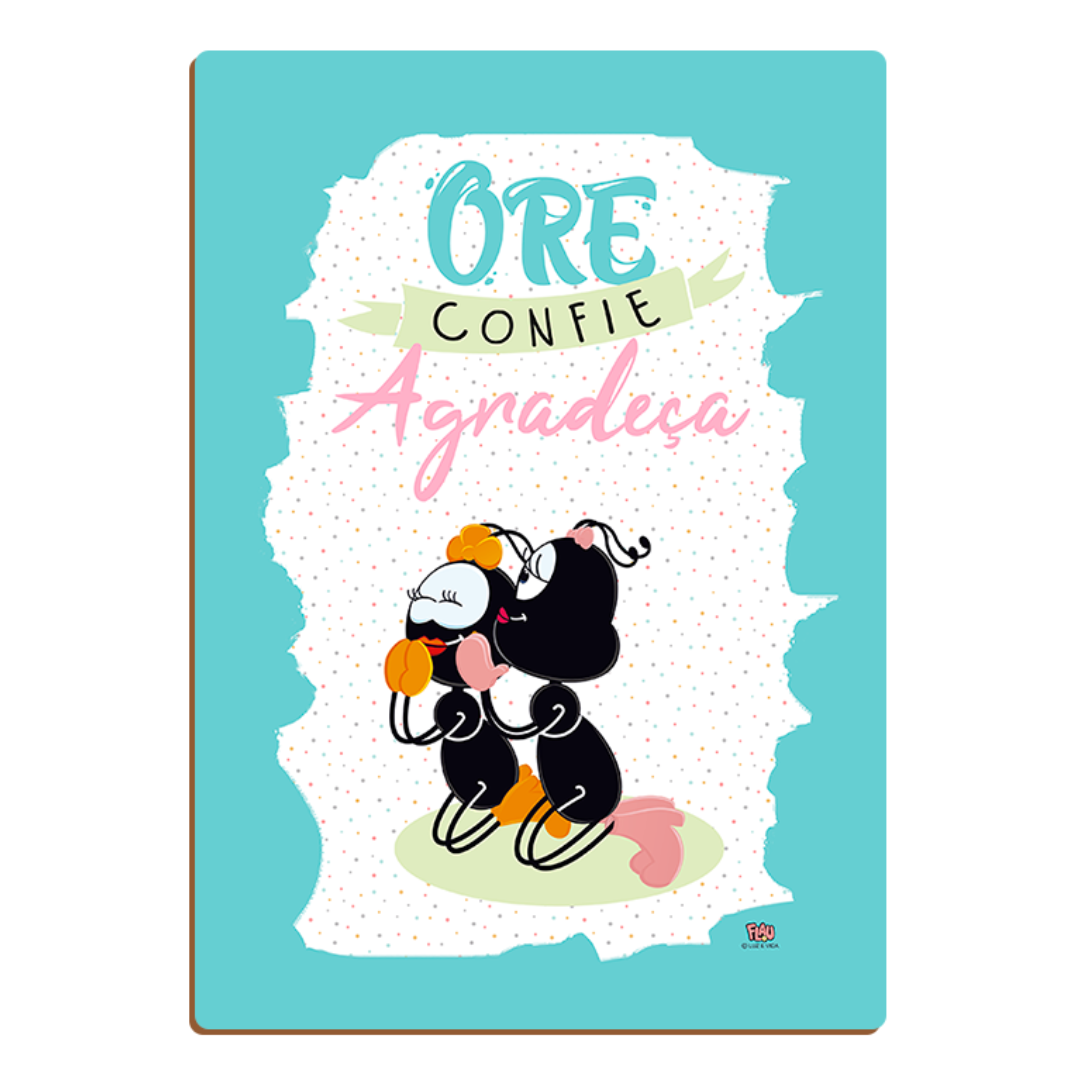 Placa Decorativa em MDF Smilinguido - Ore, Confie, Agradeça