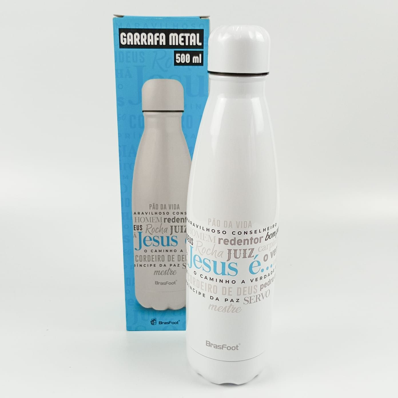 Garrafa Térmica Metal - Jesus é - Brasfoot