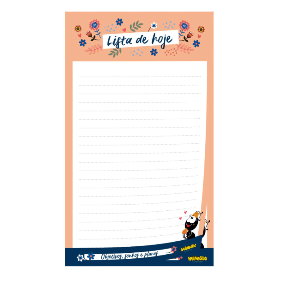 Bloco de Anotações Smilinguido - Lista de Hoje - Objetivos, Sonhos e Planos