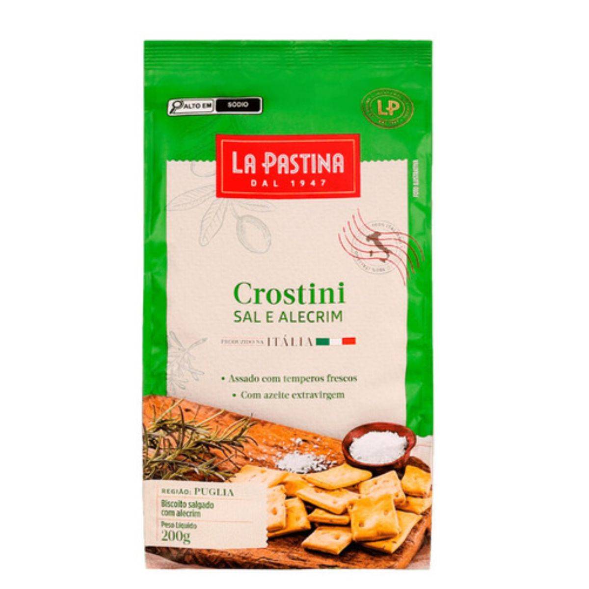 Crostini Biscoito La Postina Sal Marinho Alecrim 200g
