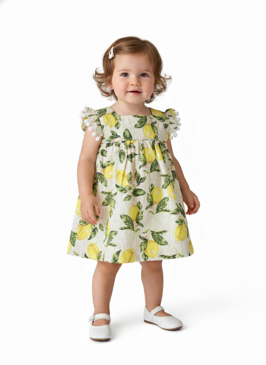 Vestido Infantil 100% Algodão - Limão