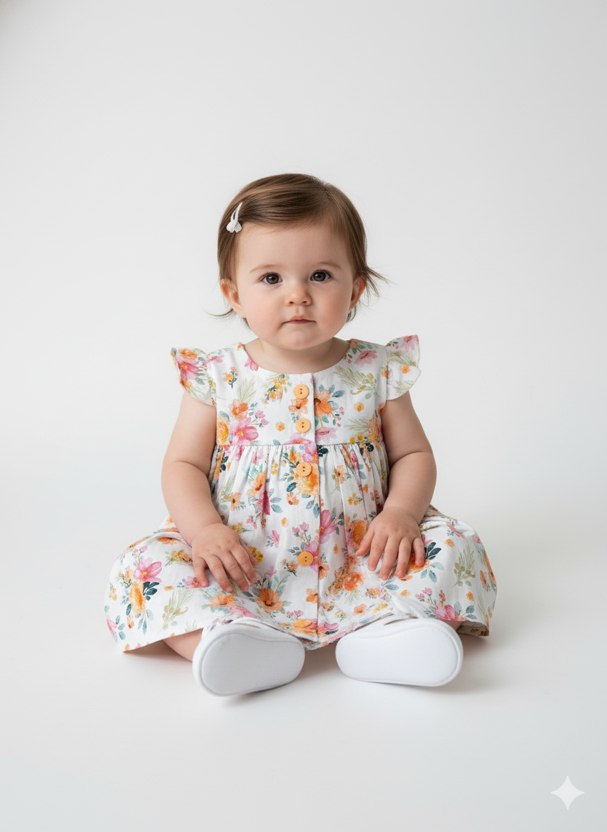 Vestido de Bebê 100% Algodão - Juliana