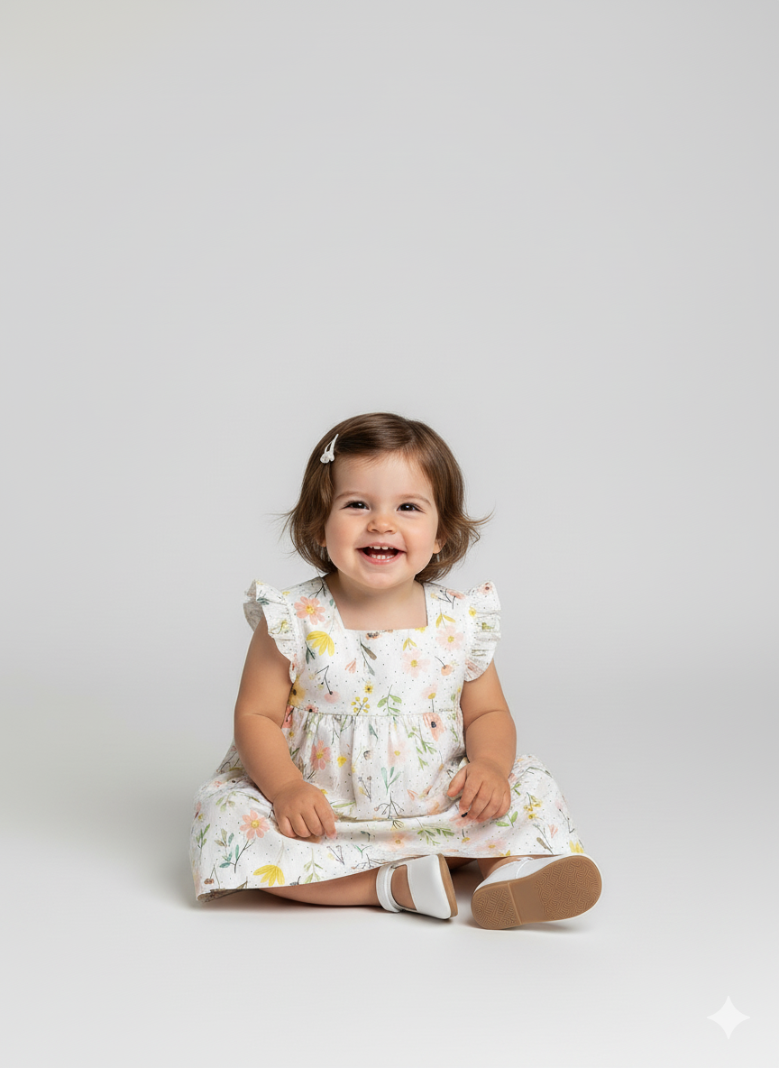 Vestido de Bebê 100% Algodão - Malu