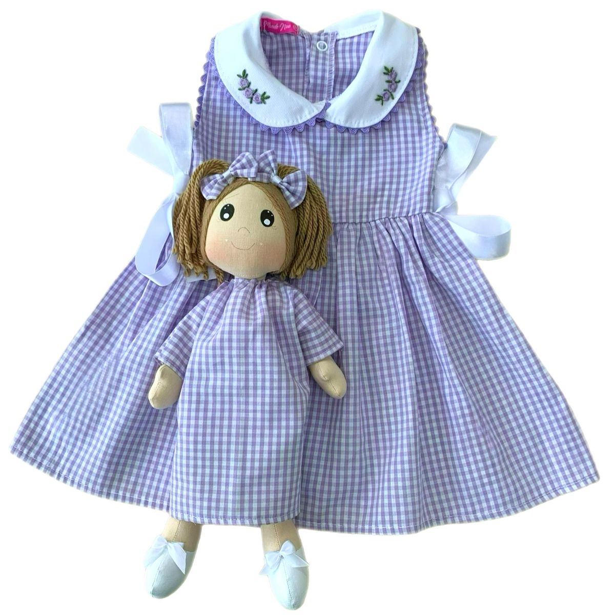 Kit Vestido com Boneca Infantil 100% Algodão - Barbaraura