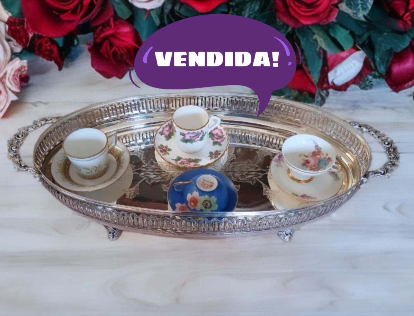 Bandeja oval prata 90 com banho de prata