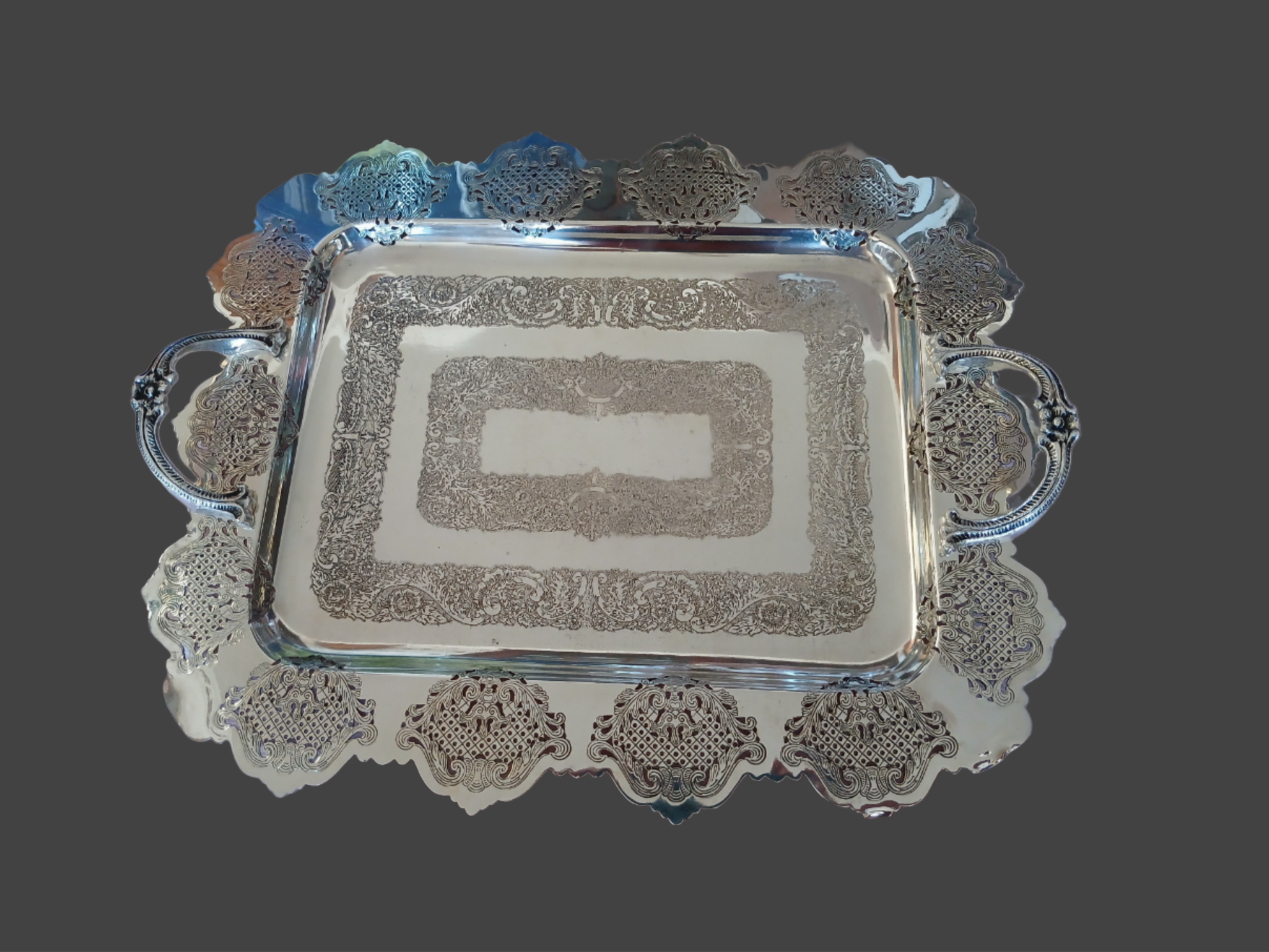 Bandeja quadrada em banho de prata