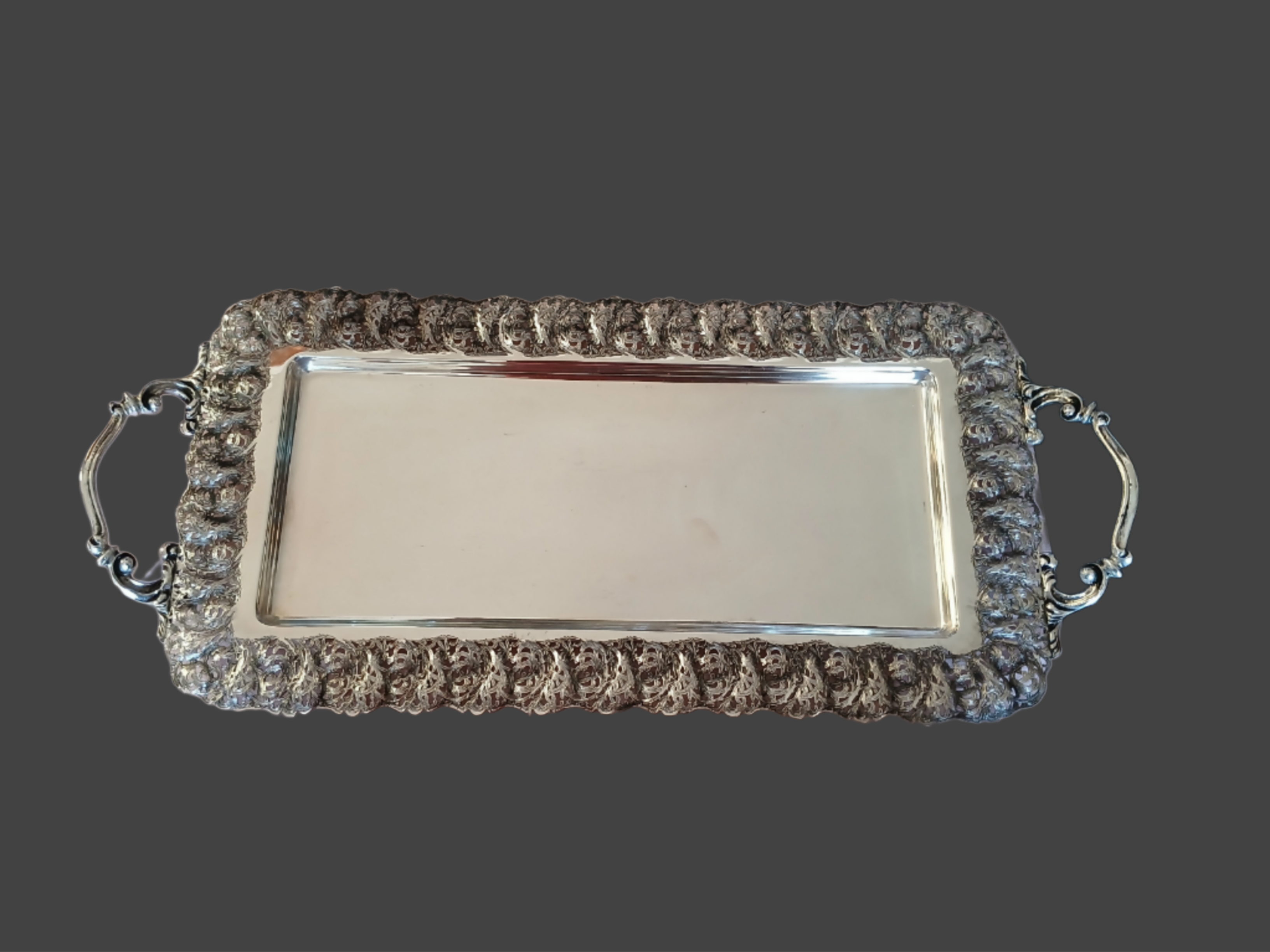 Bandeja retangular em banho de prata