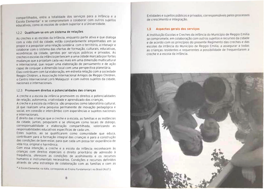 Regimento escolas e creches da infância do município de Reggio Emilia