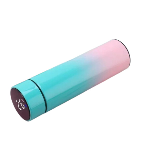 [NO] Garrafa Isotérmica 500ml com Infusor e Visor Touch LED – Aço Inoxidável - Verde e Rosa