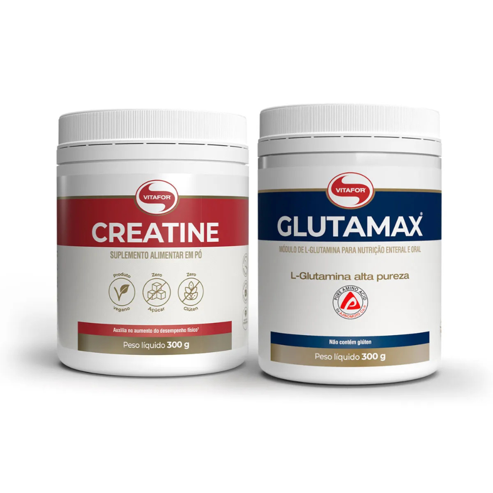COMBO SAUDE E RECUPERAÇÃO MUSCULAR - CREATINE 300G + GLUTAMAX 300G