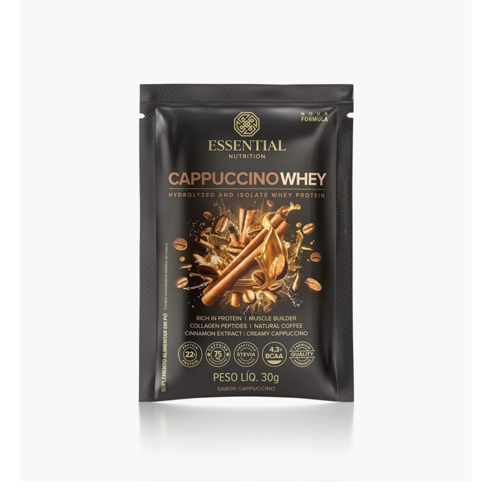 CAPPUCCINO WHEY SACHE 32G ESSENTIAL	