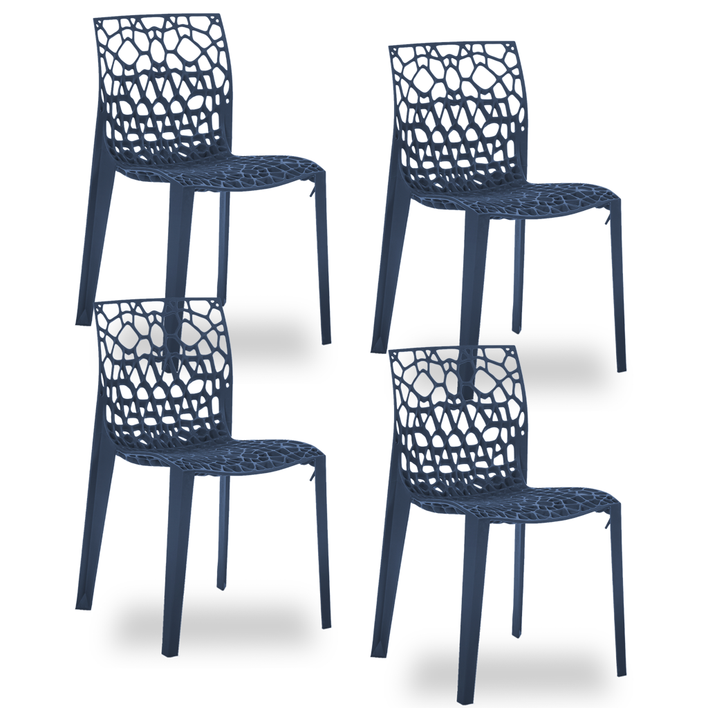 Conjunto com 4 Cadeiras Coral Azul Sóbrio
