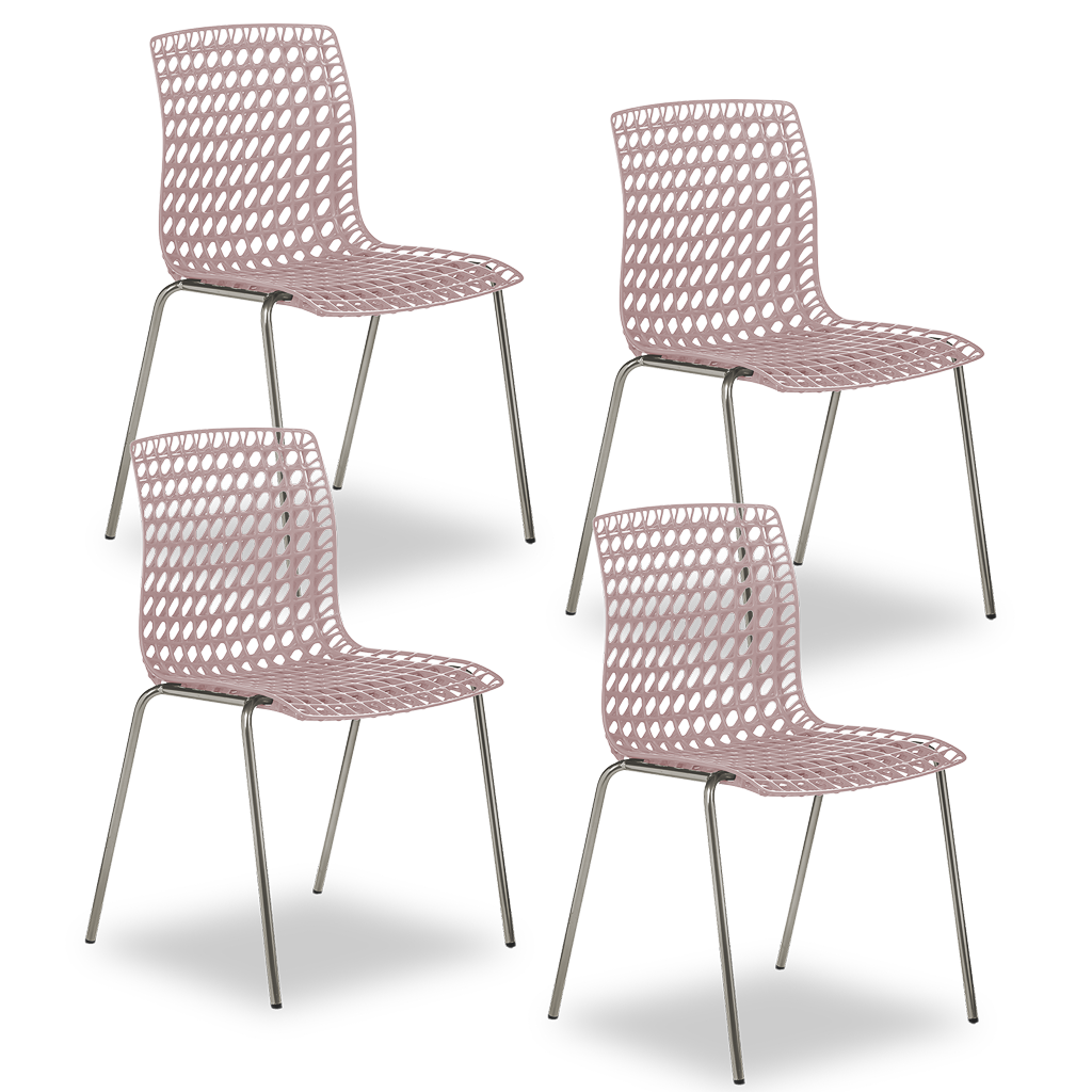 Conjunto com 4 Cadeiras Moiré Rosé