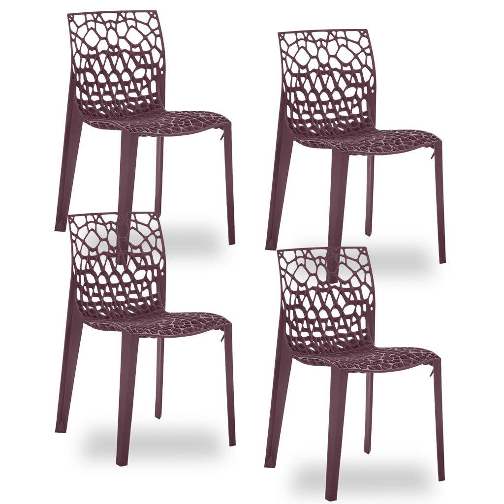 Conjunto com 4 Cadeiras Coral Vinho