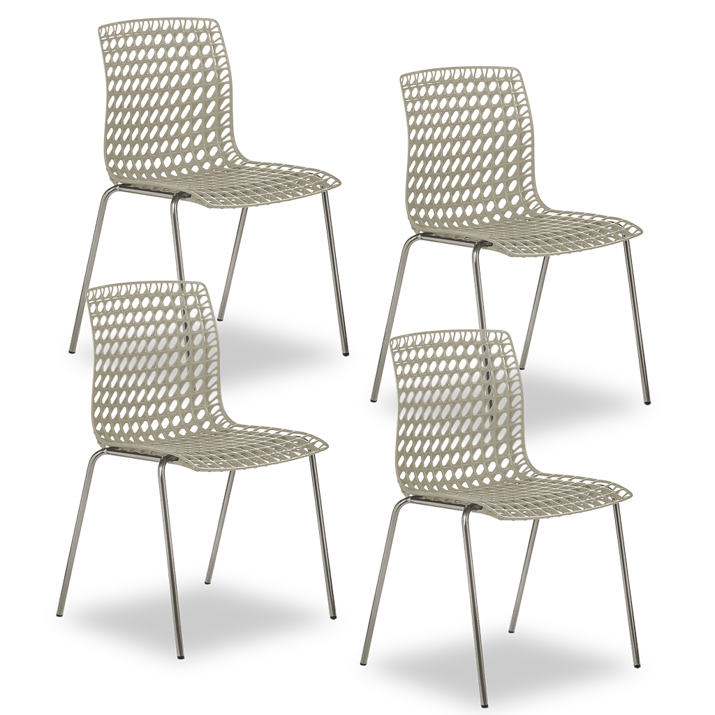 Conjunto com 4 Cadeiras Moiré Areia