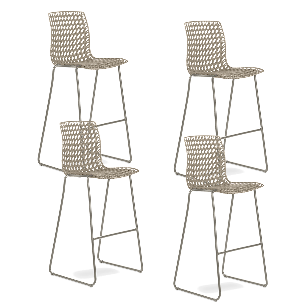 Conjunto com 4 banquetas Moiré Areia