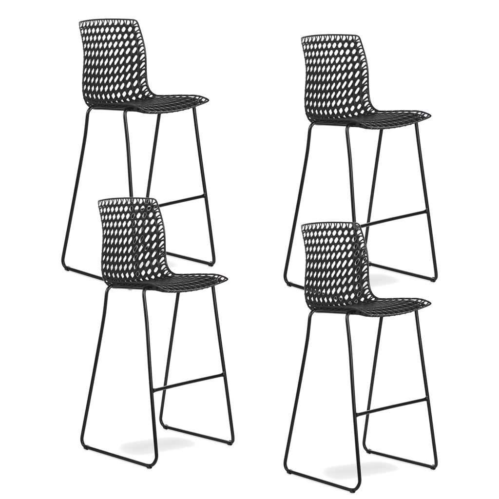 Conjunto com 4 banquetas Moiré All black