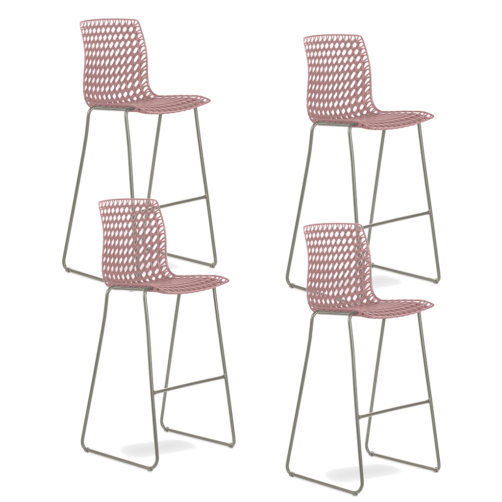 Conjunto com 4 banquetas Moiré Rosé