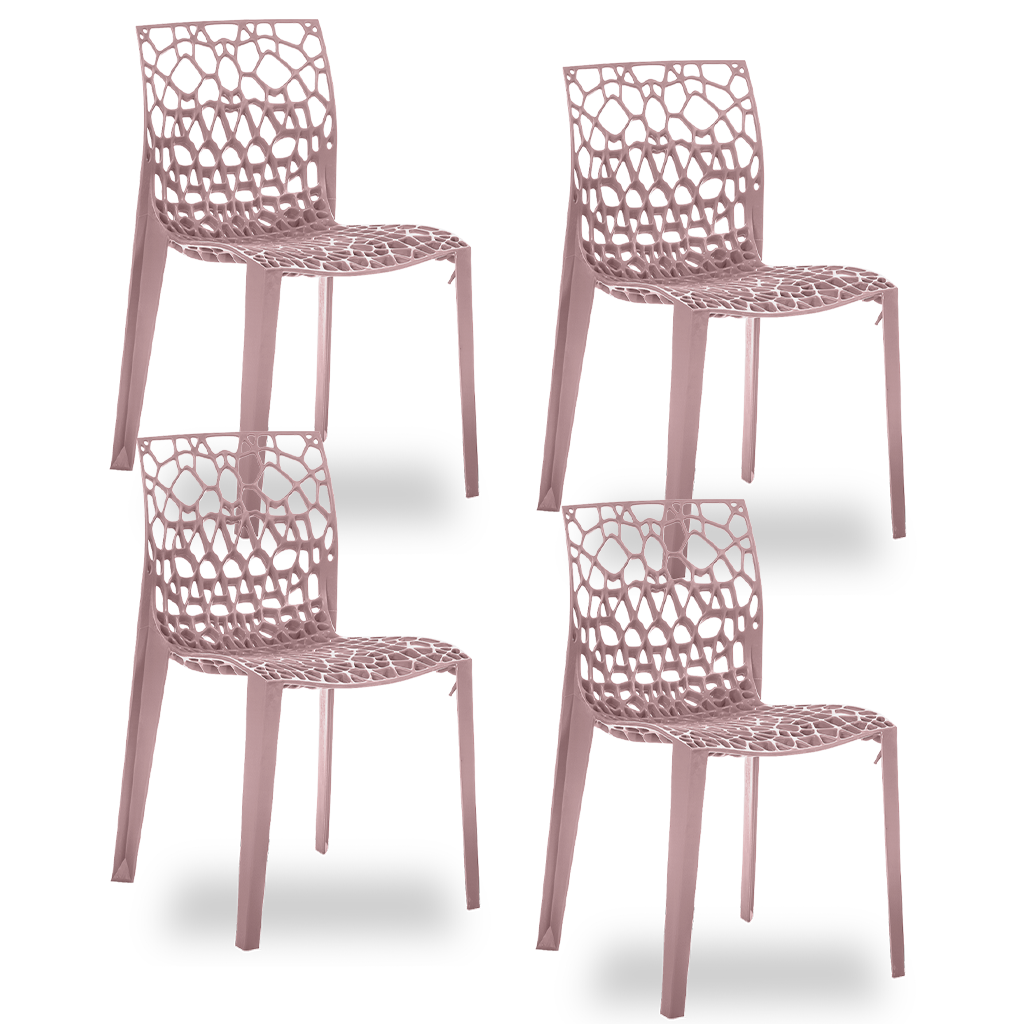 Conjunto com 4 Cadeiras Coral Rosé