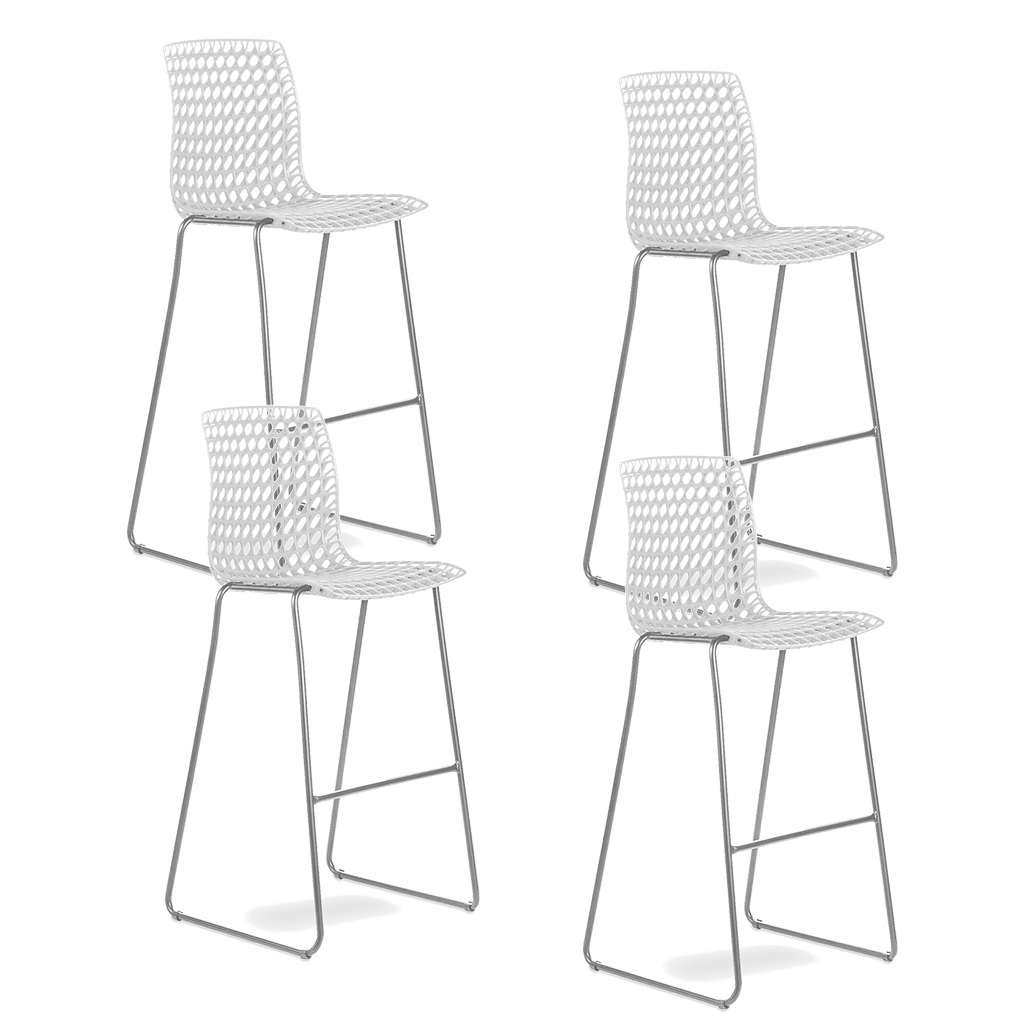 Conjunto com 4 banquetas Moiré White