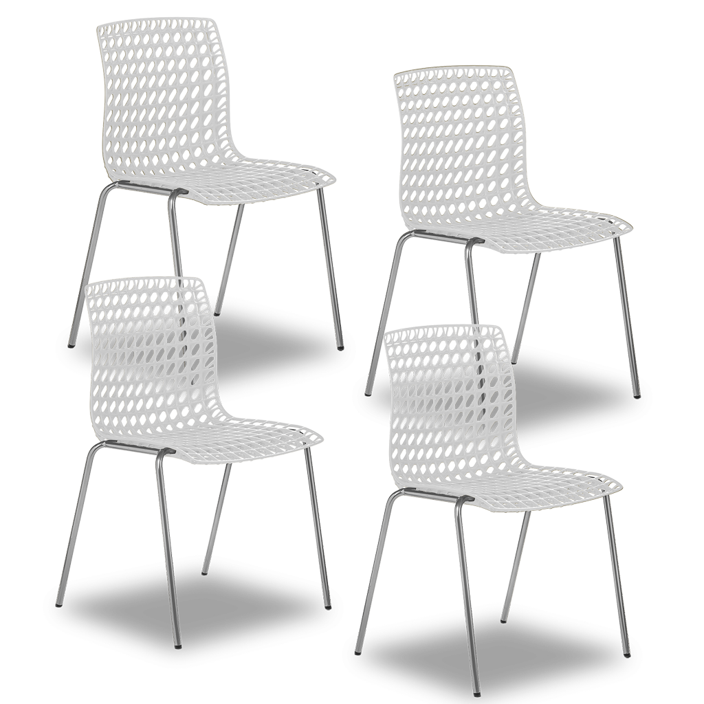 Conjunto com 4 Cadeiras Moiré White