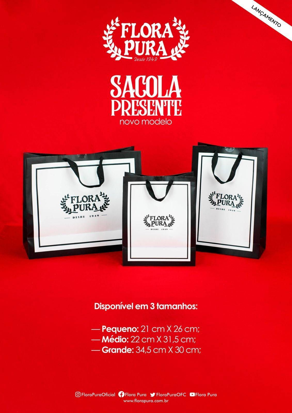 SACOLA PREMIUM PRETA- TAM G- FLORA PURA