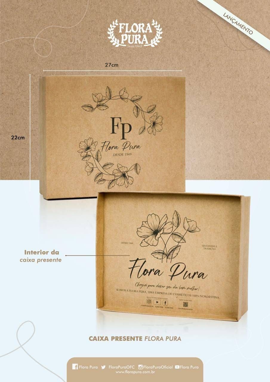 CAIXA DE PRESENTE ESPECIAL FLORA PURA (COM TAMPA) TAM G