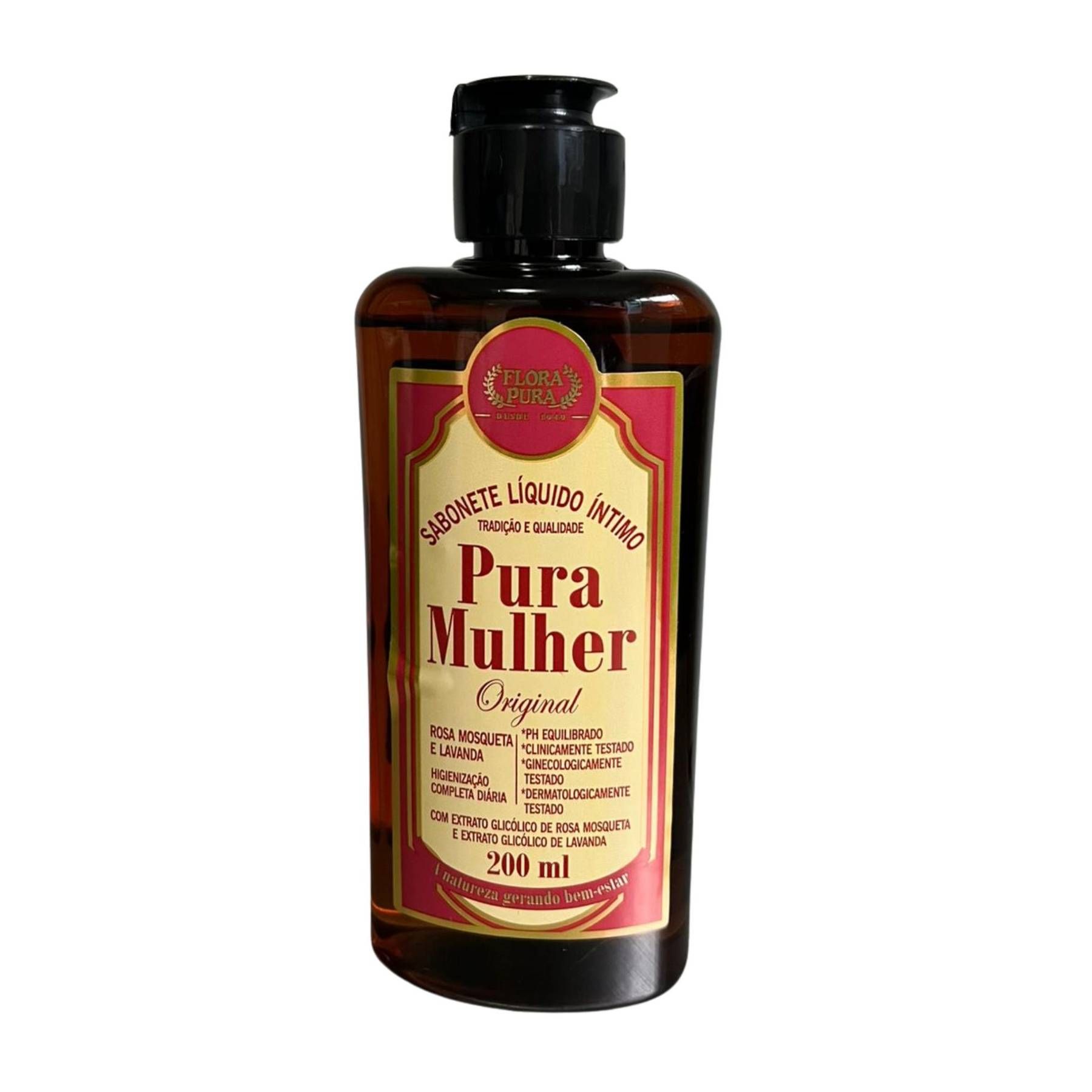 SABONETE LIQUIDO INTIMO ROSA MOSQUETA E LAVANDA 200ML  FLORA PURA