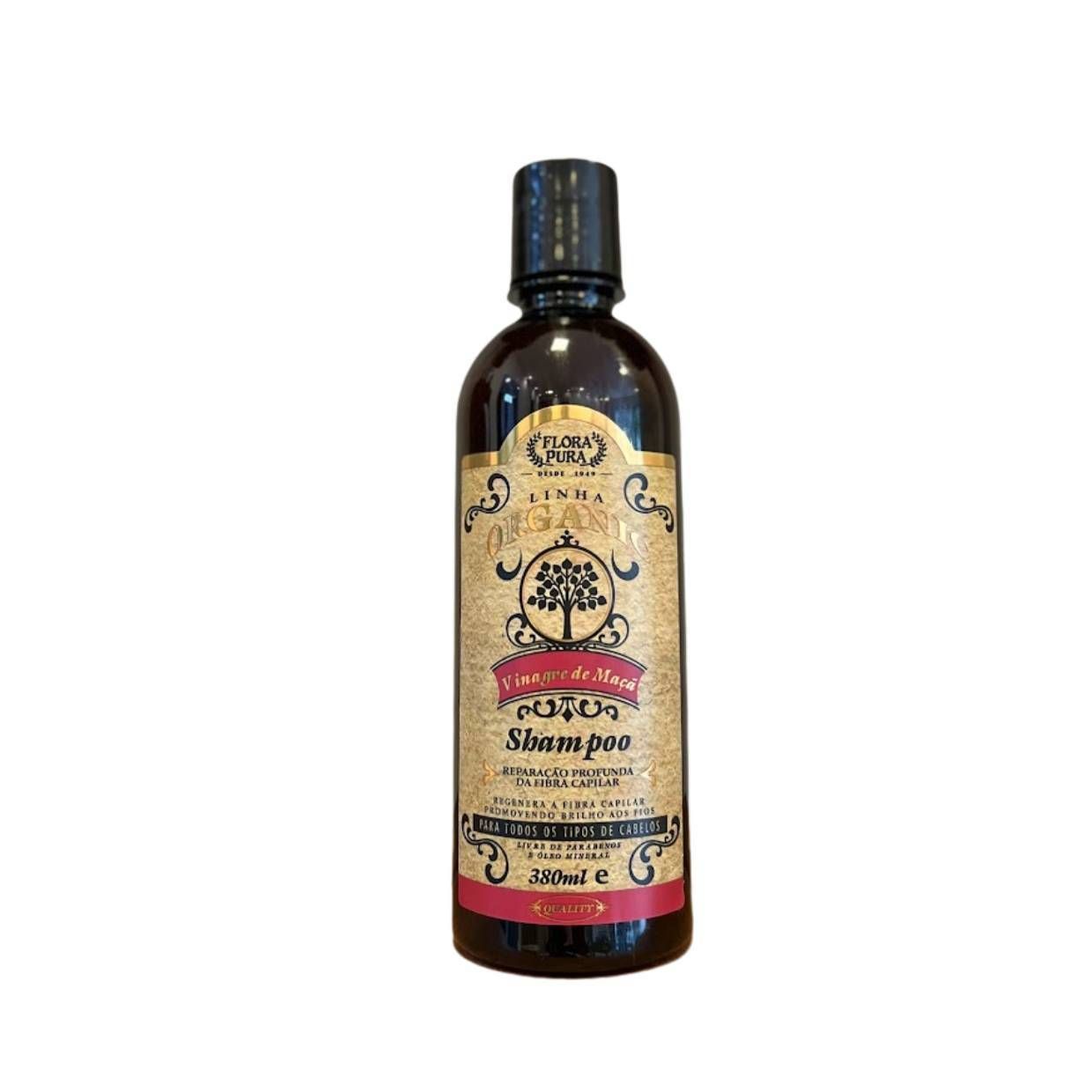 SHAMPOO ORGANIC VINAGRE DE MACA- 380ML-FLORA PURA