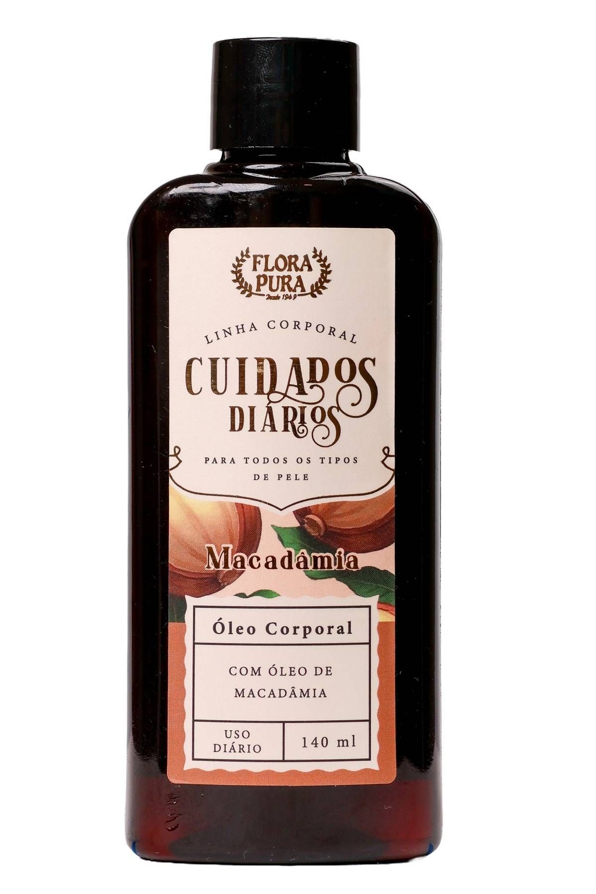 OLEO CORPORAL DE MACADAMIA 140ML FLORA PURA (NOVO)