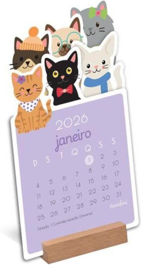 Calendário 2026 Gatinho- Fina Ideia