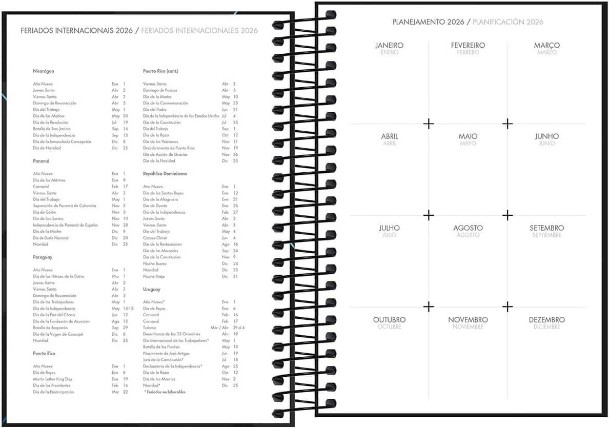 Agenda Executiva Espiral Diária 20 x 27,5 cm Spot 2027 - Preta e Azul - Tilibra