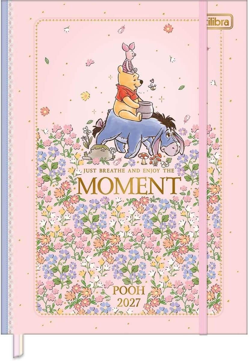  Agenda Costurada 17,6 x 23,9 cm Pooh 2027 - Fundo Rosa Moment