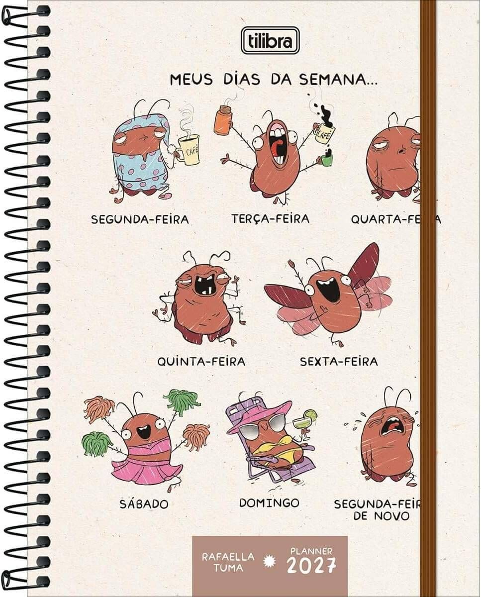 Planner Espiral Rafaella Tuma 2027, 17,7 x 24 CM (Meus dias da Semana)