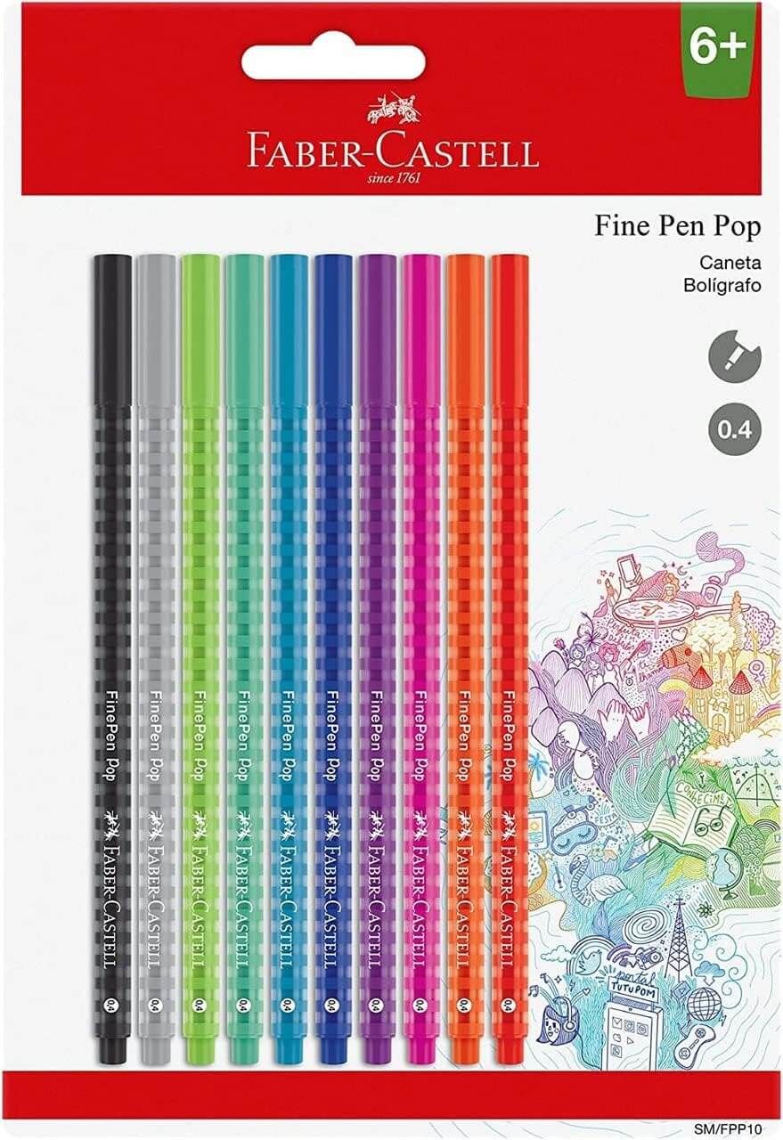 Caneta Ponta Fina, Fine Pen PoP Com 10 Un -  Faber-Castell,