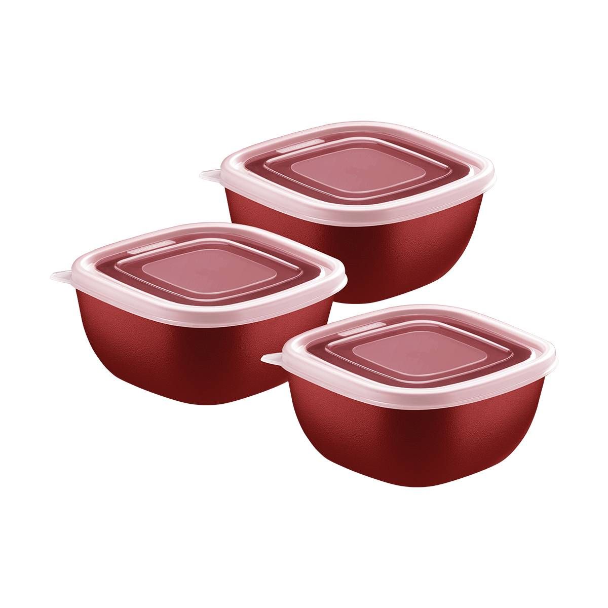 JOGO DE POTES TRAMONTINA MIXCOLOR EM POLIPROPILENO VERMELHO COM TAMPA TRANSPARENTE 300ML 3 PEÇAS