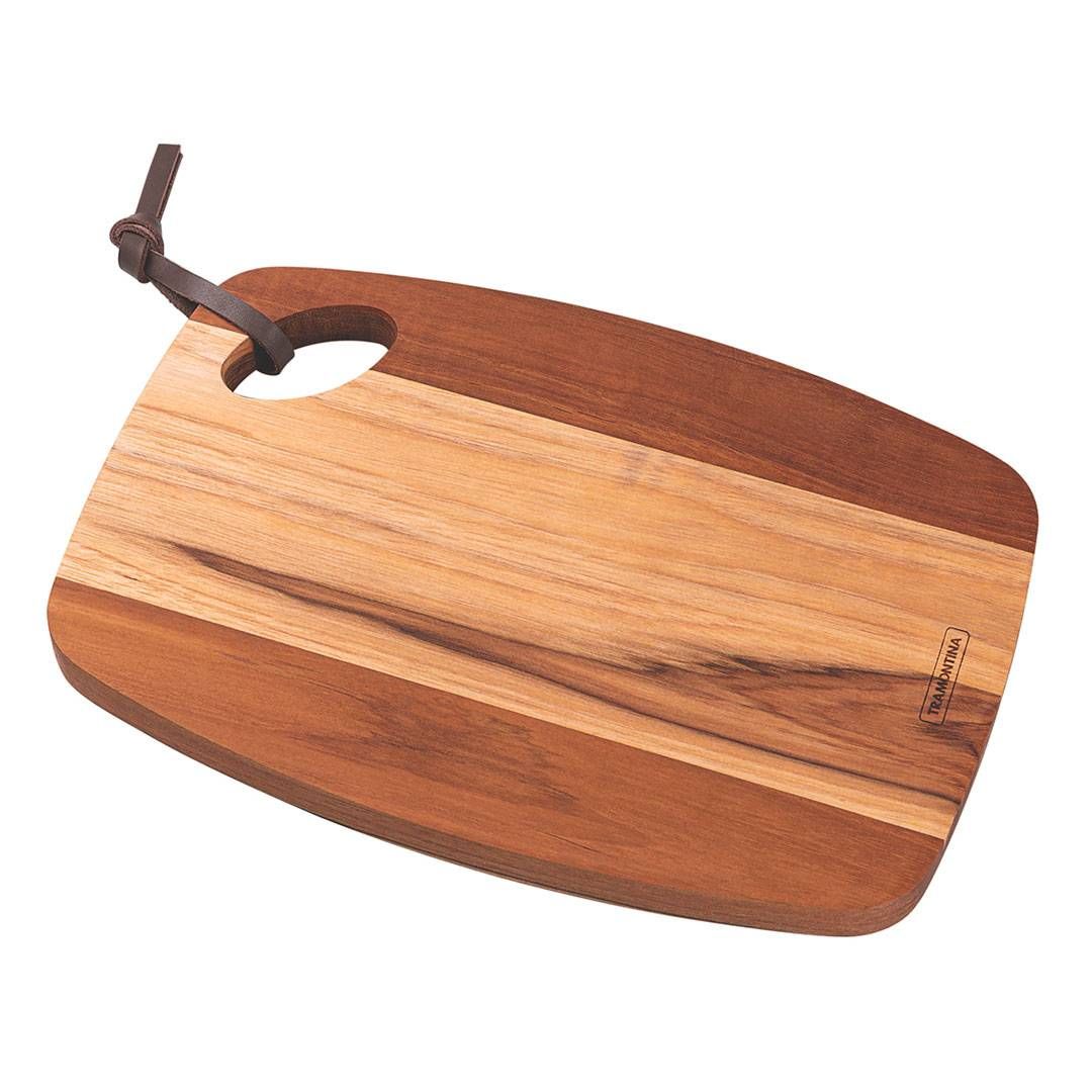 TÁBUA RETANGULAR COM FURO TRAMONTINA ORGANIC EM TECA 30 CM