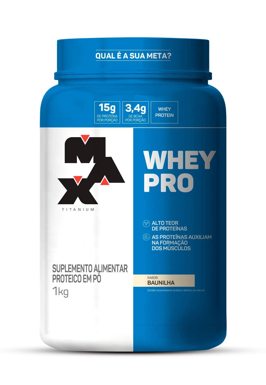 TOP WHEY PROTEIN 3W 900g ISOLADA CONC HID BAUNI-MAX TITANIUM