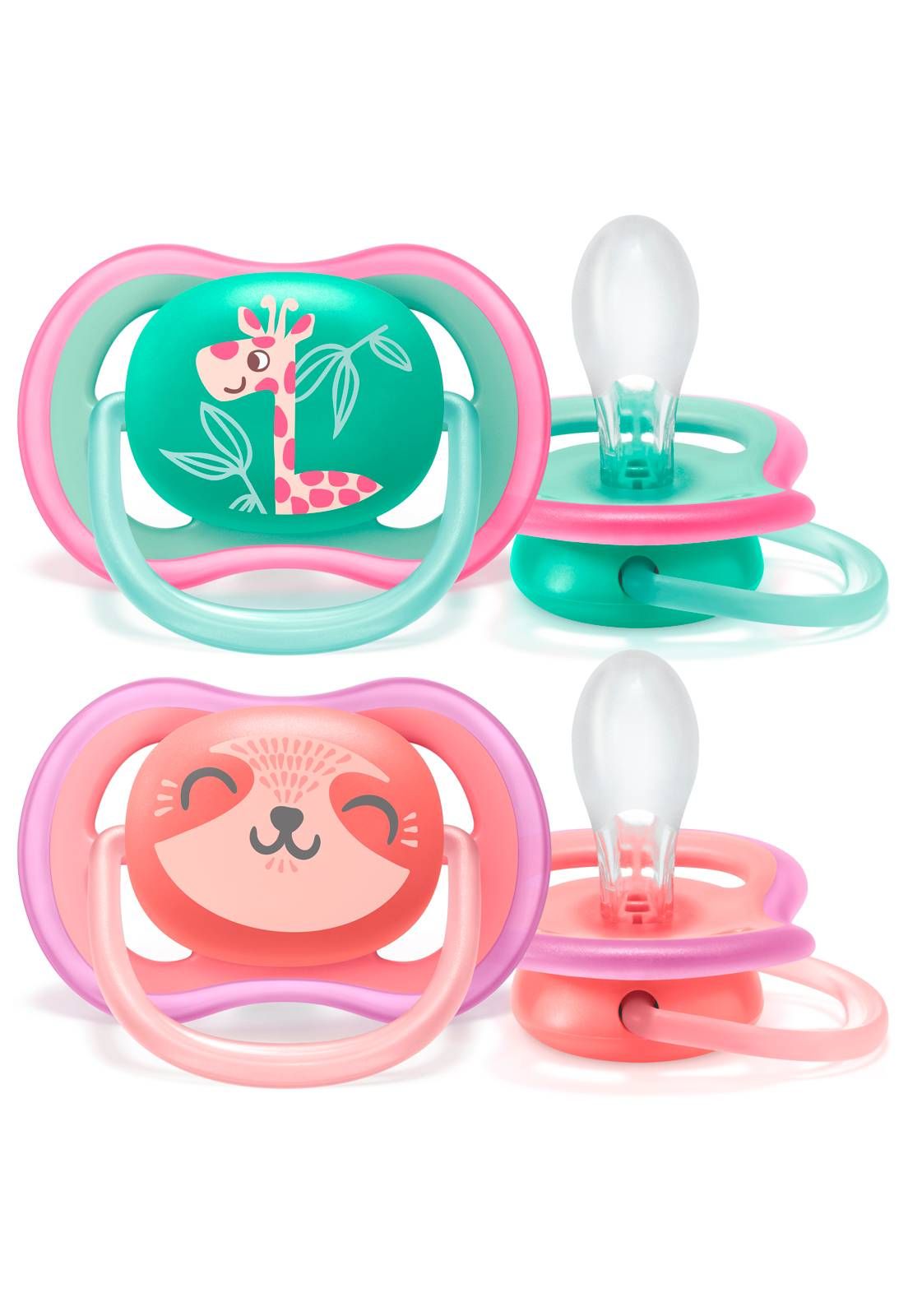 CHUPETAS AVENT RECEM NASCIDO 0 A 6 M SILICONE MENINA KIT 2UN