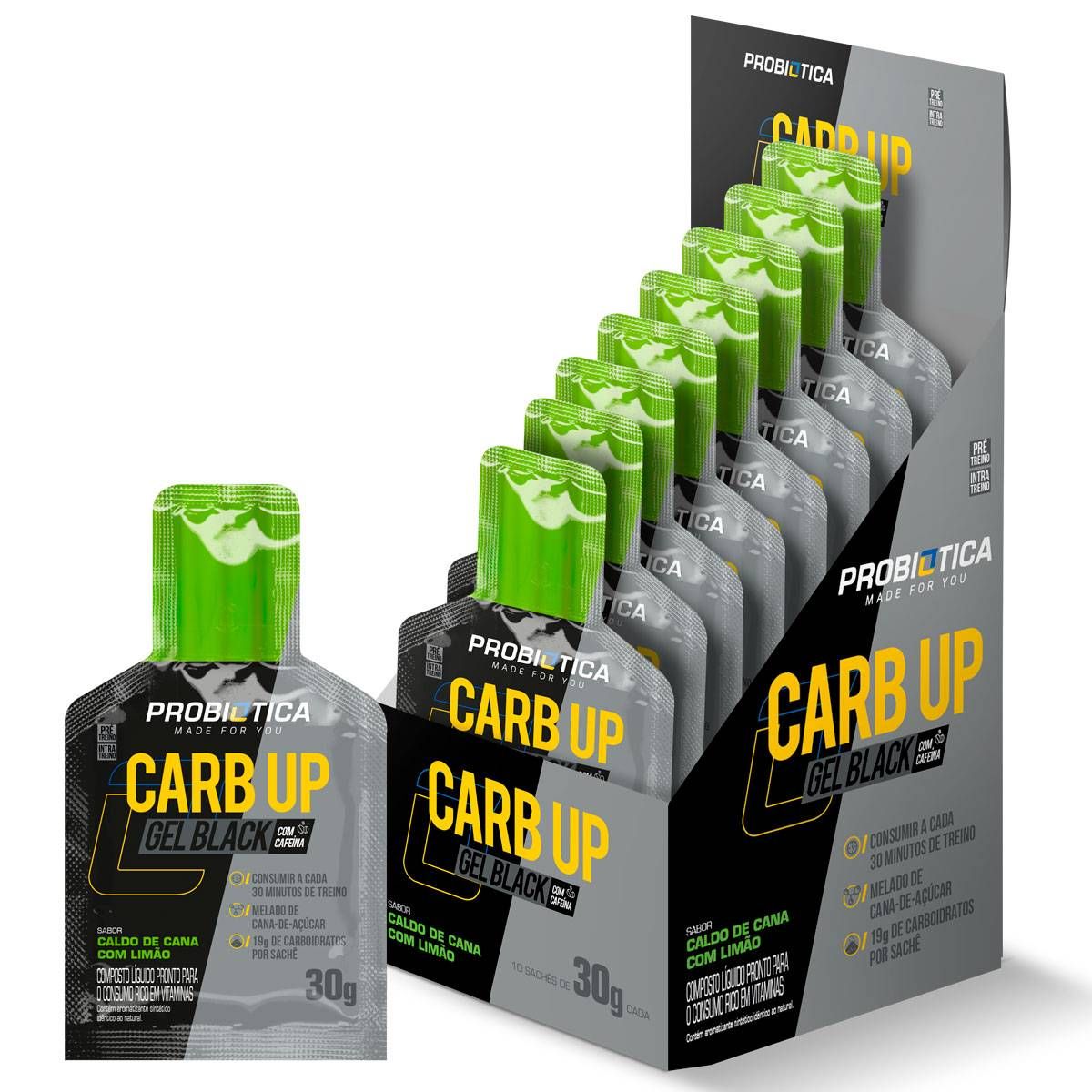 CARB UP GEL BLACK DISP 10 SACHE CALDO CANA LIMAO PROBIOTICA